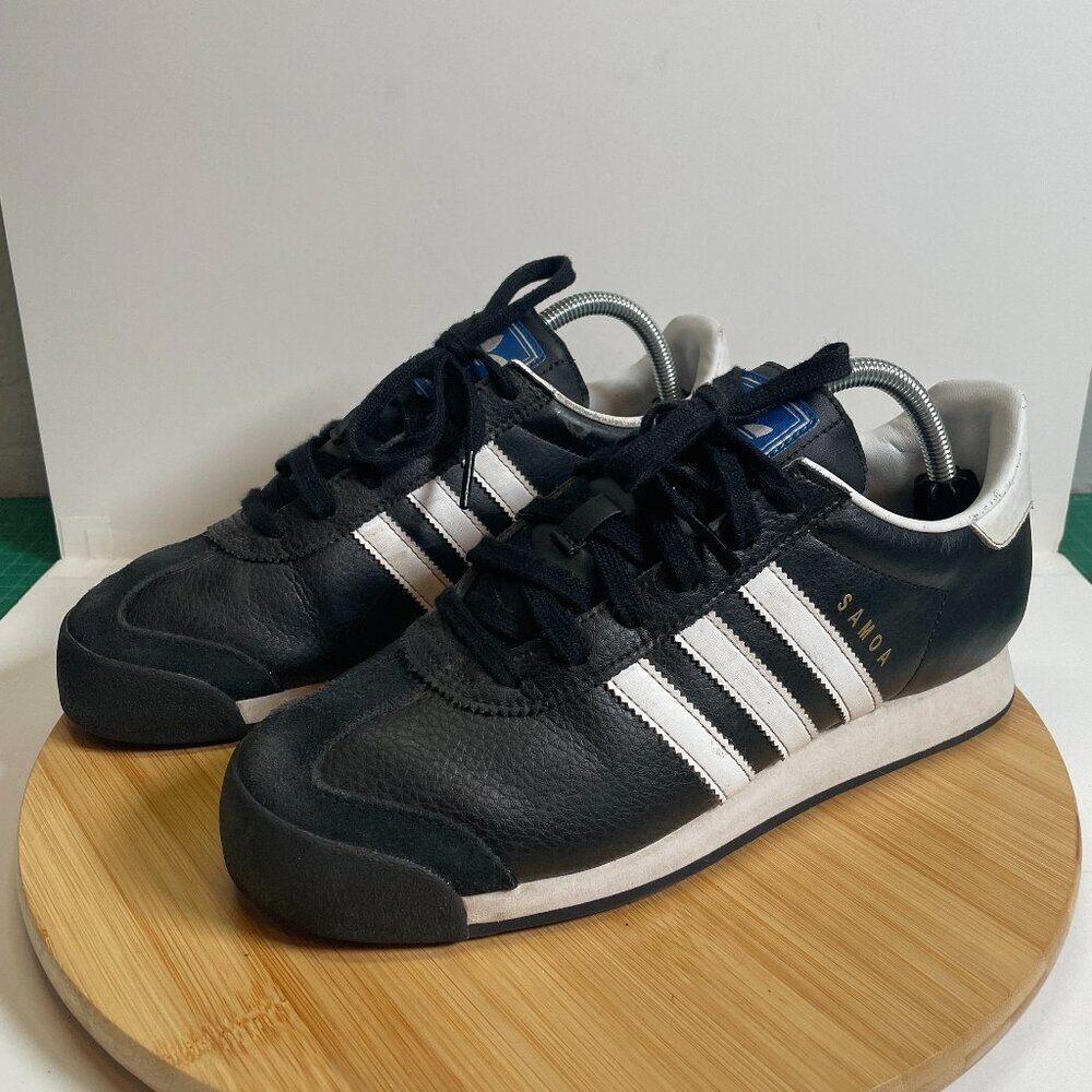 Adidas Men 8 Black White Samoa Sneakers Shoes Suede Leather Athleisure